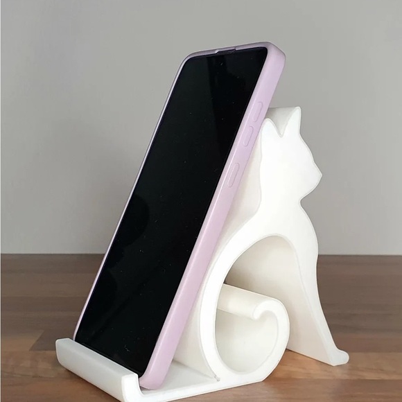 3D Printed 2 SET Cat Phone Black & White Stand. - Picture 2 of 3